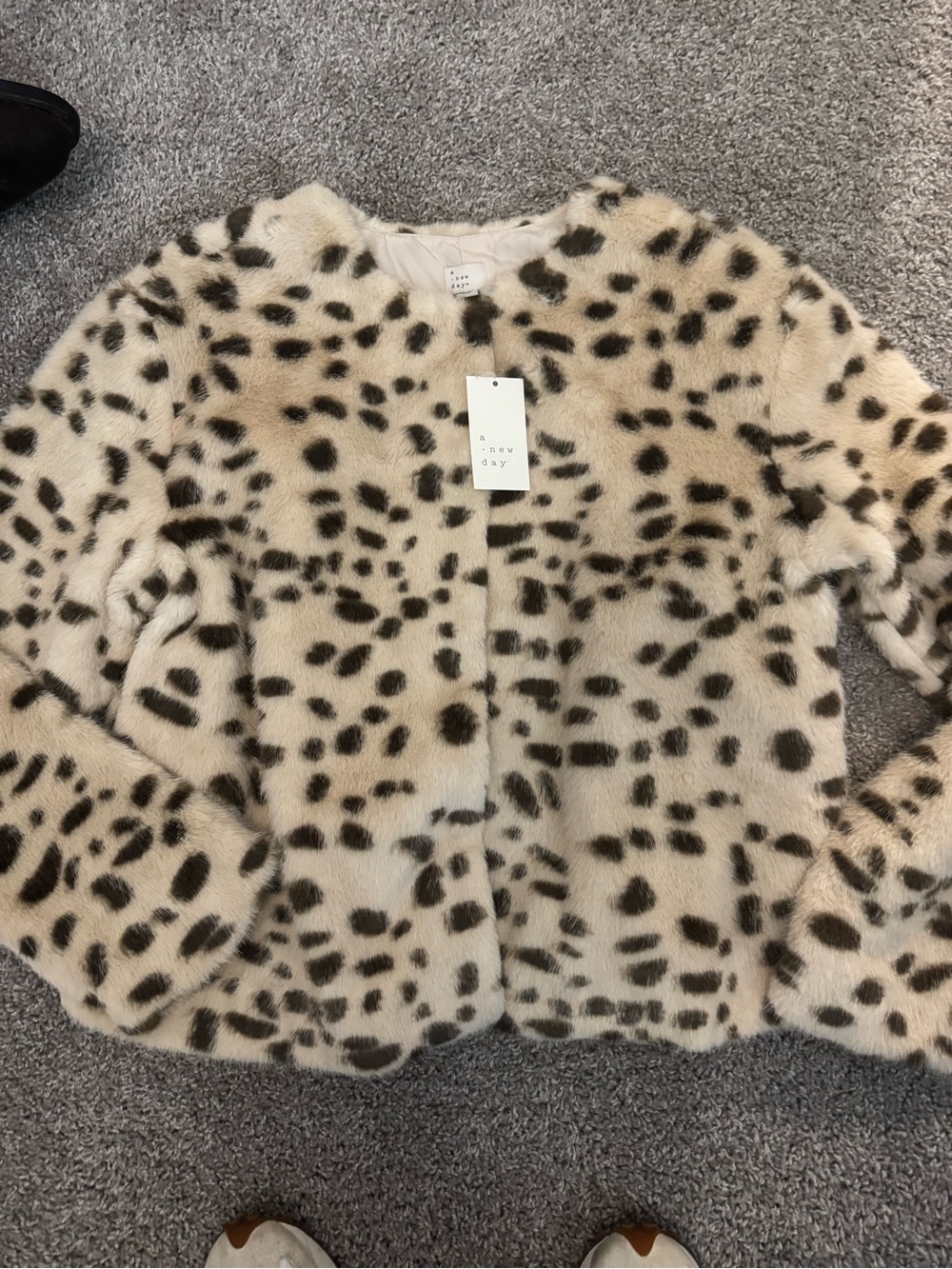 Cream Faux Fur Leopard Spot Jacket